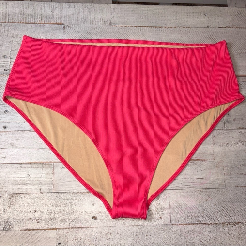 Old Navy Bikini BOTTOM 4XL Swimsuit Bathing Suit Pink Ribbed - Picture 1 of 13